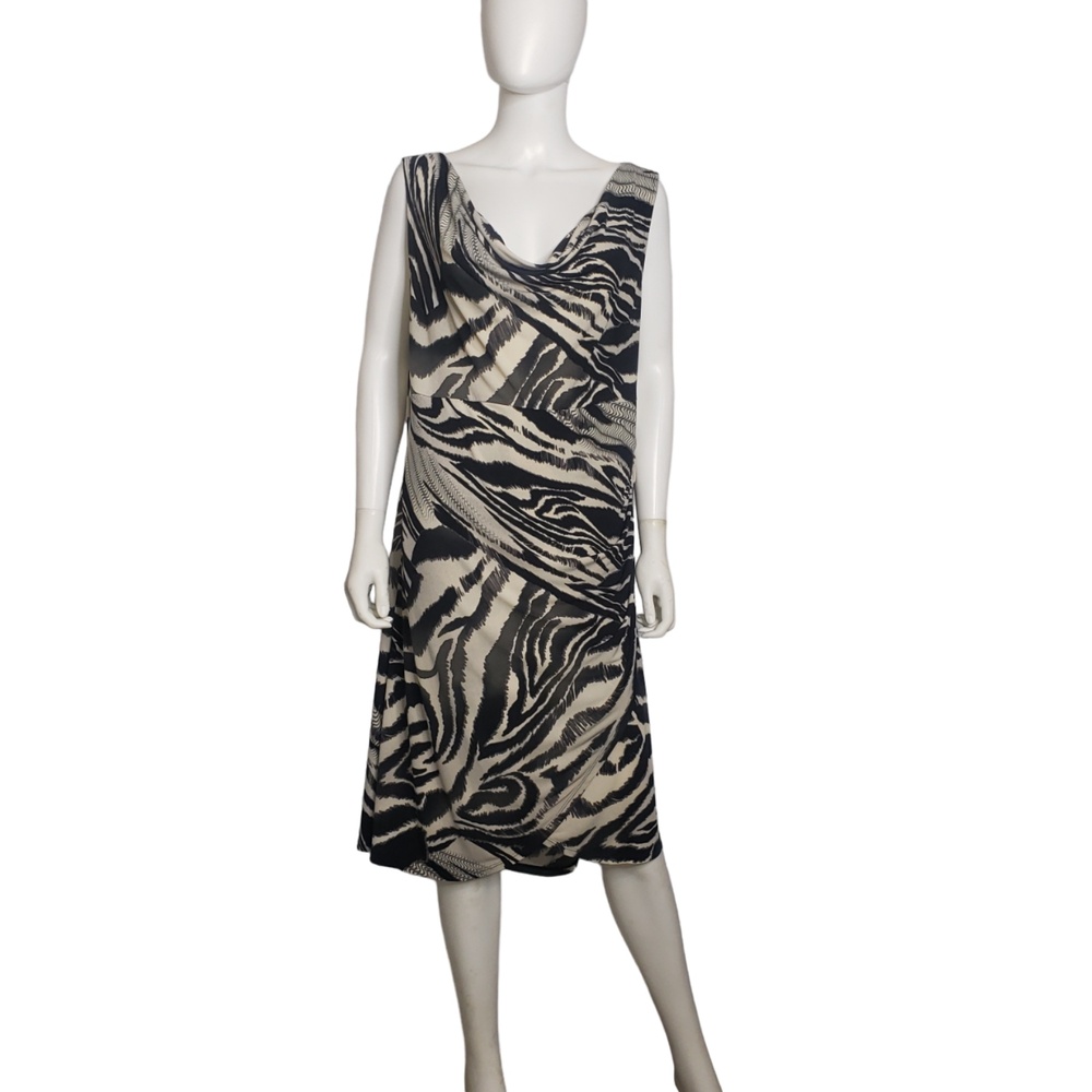 BISOU BISOU Sleeveless Black and Cream Tiger Animal Print Dress Size 22W